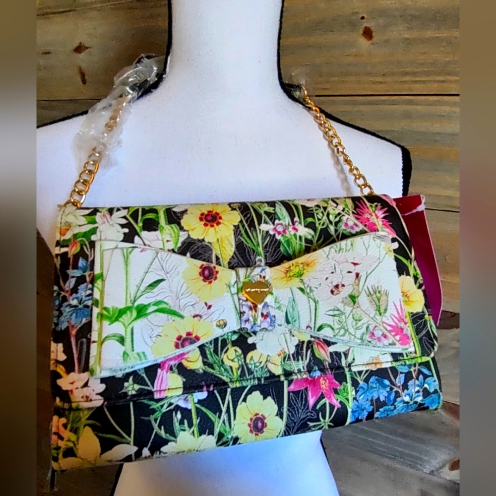 NWT Betsey Johnson brand floral flower colorful crossbody bag purse